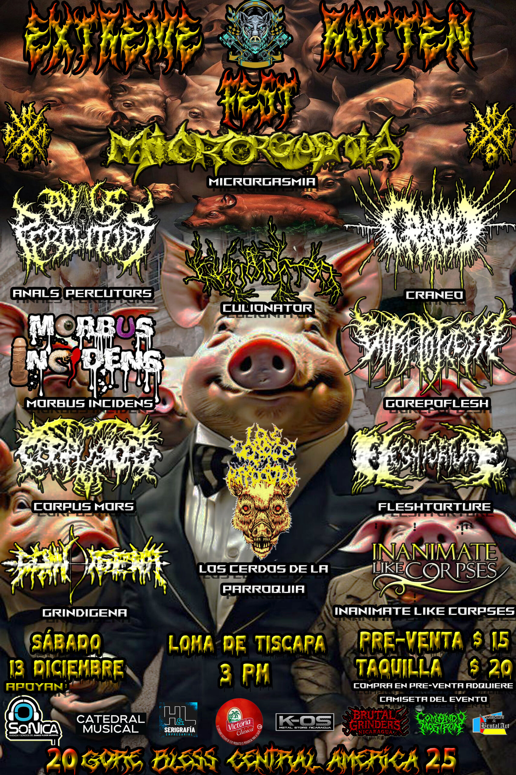 Flyer promocional del evento Extreme Rotten Fest 2025, organizado por SoNica, 13 de diciembre 2025