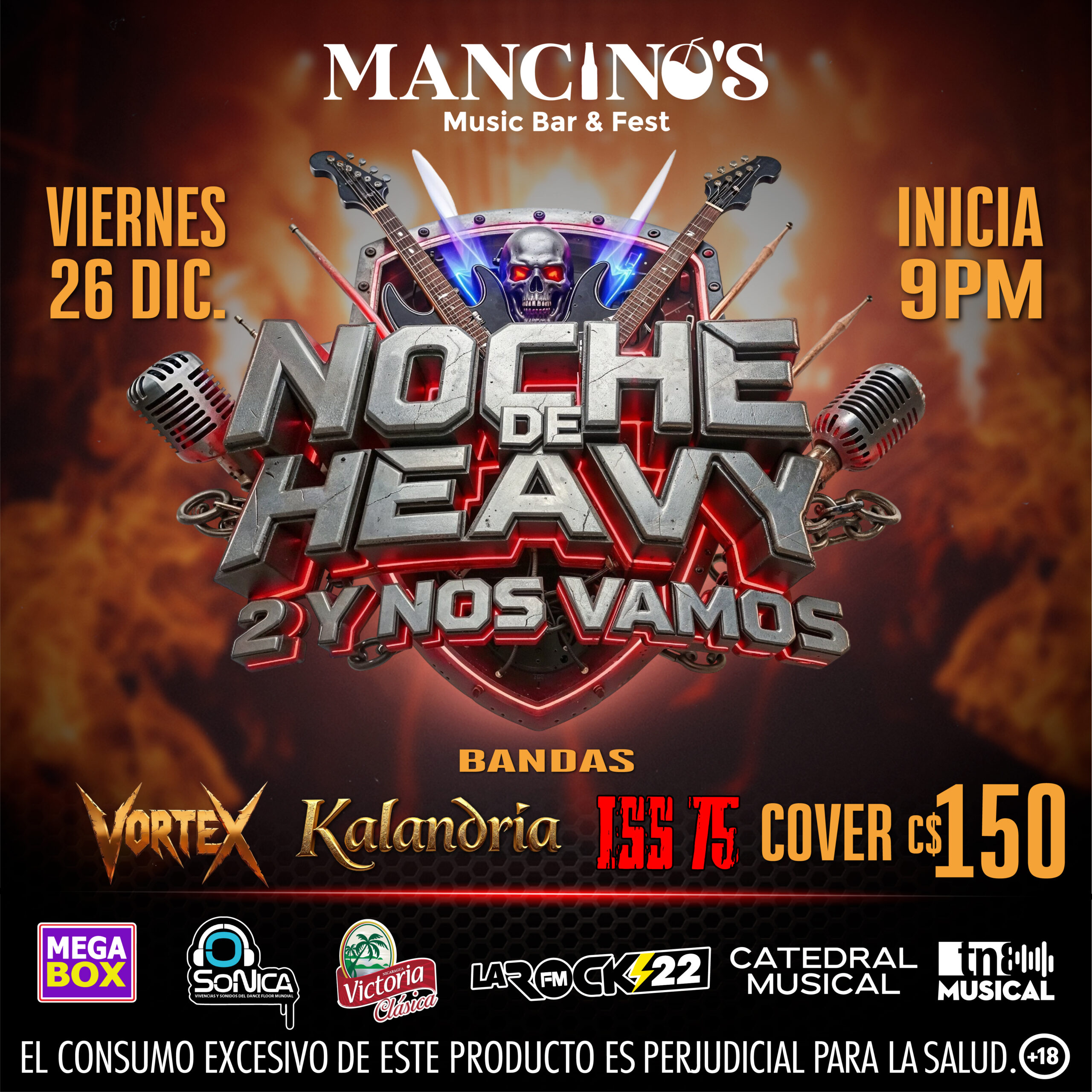 Noche de Heavy Metal con las bandas Kalandria, Vortex e ISS 75