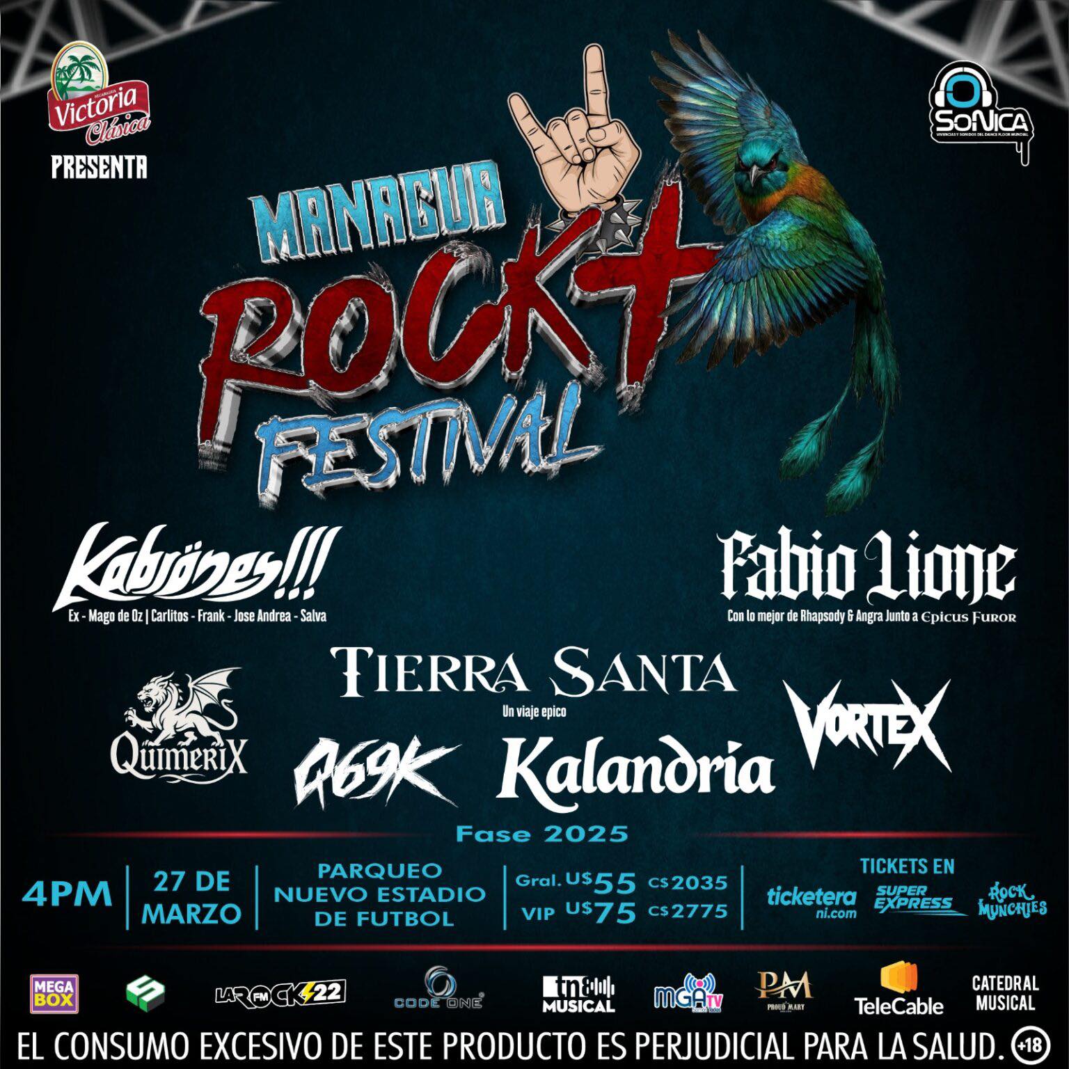 Flyer evento Managua Rock + Festival 2026