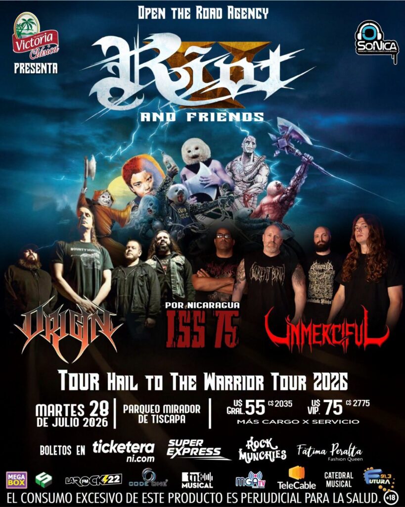 Flyer Riot en Nicaragua - Tour 50 Años