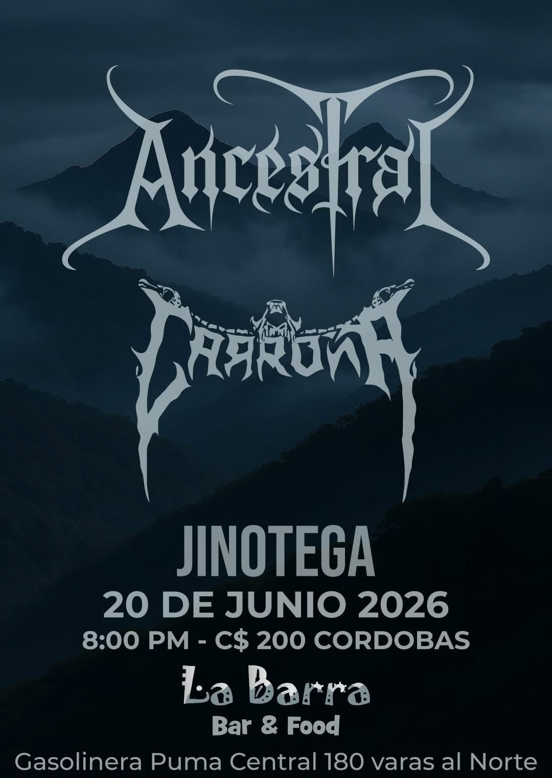 Ancestral y Carroña Concierto en Jinotega