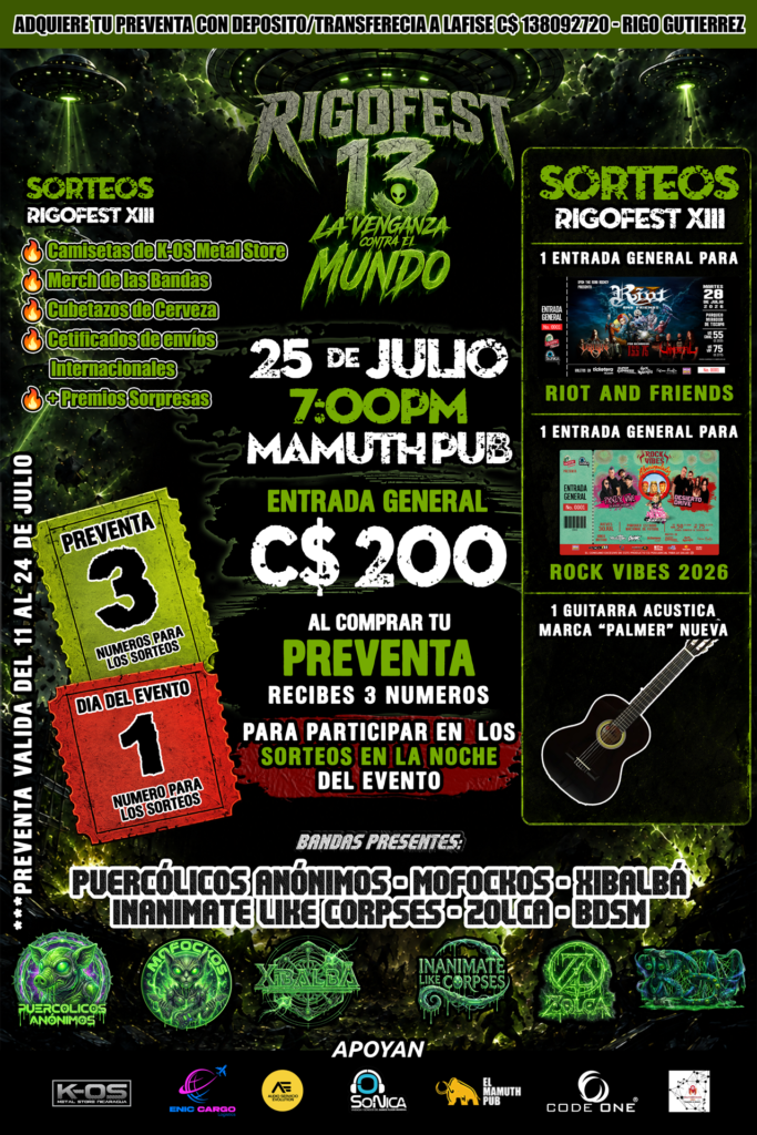 Flyer de los sorteos del Rigo Fest XIII